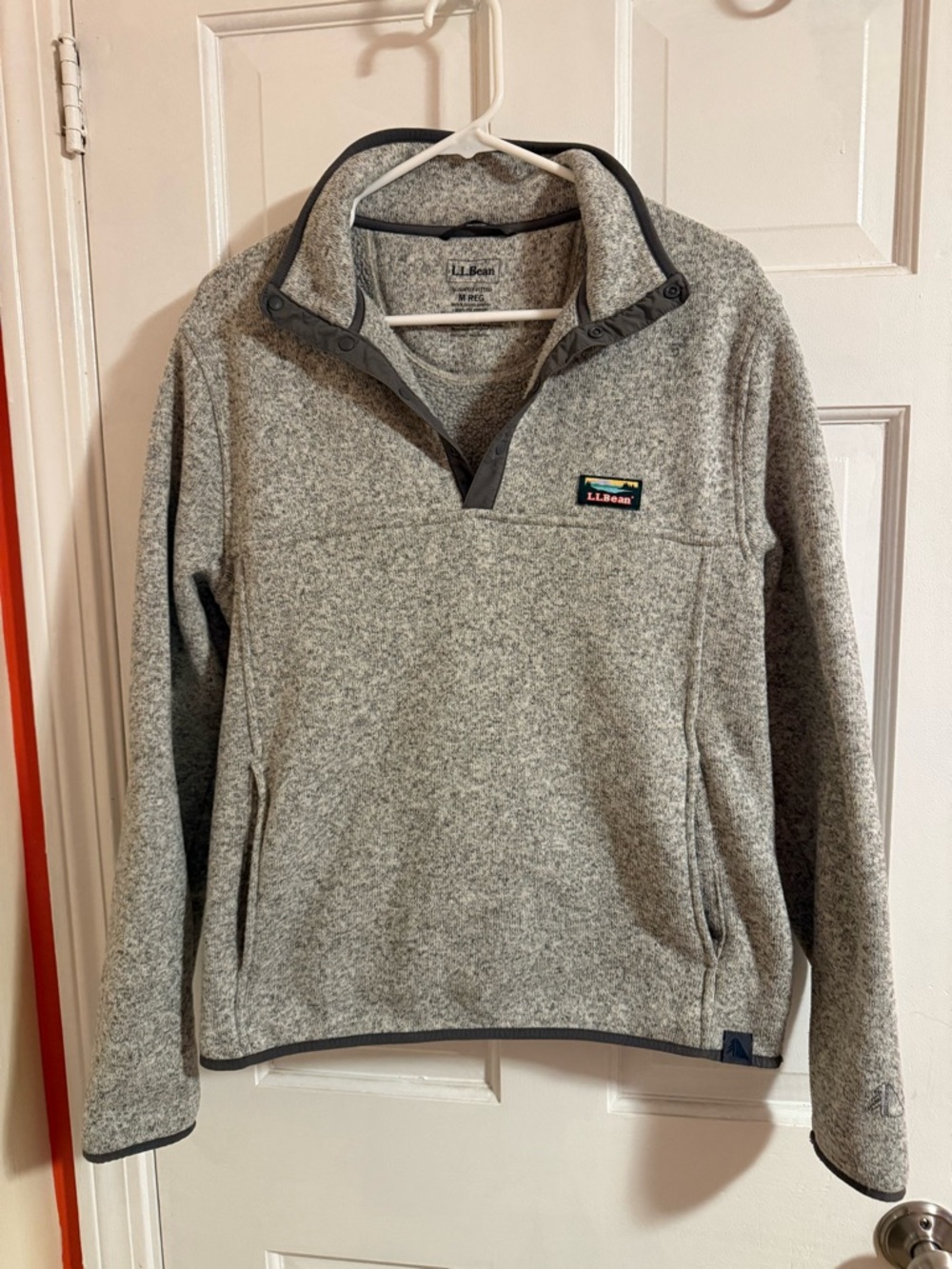 L.L. Bean Men’s Gray Heather Button Front Fleece Pullover